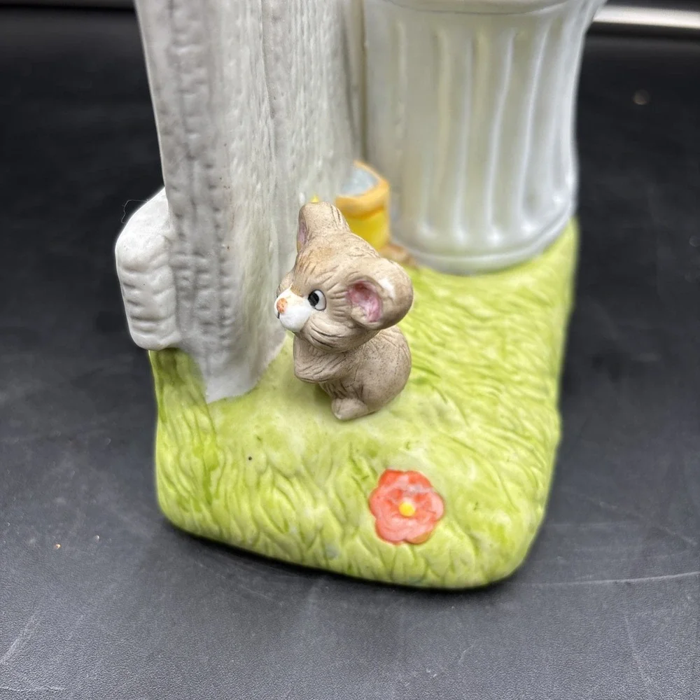 VTG Feline Feelings Collectibles 1986 Orange Cat & Mouse Pr. Ceramic Bookends